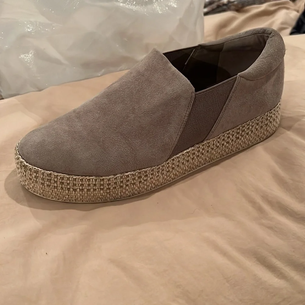 VINCE Suede and Woven Platform Sneakers